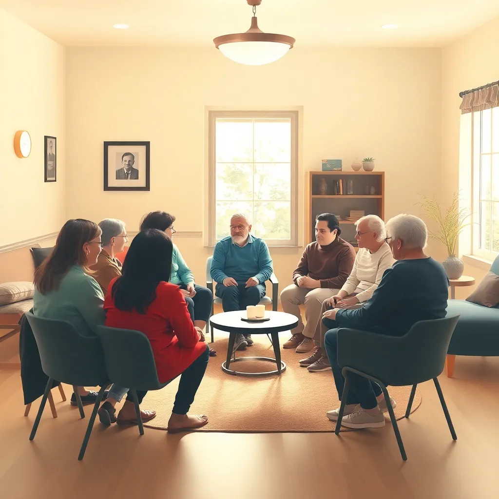 A recovery support group meeting in a community center in New Jersey